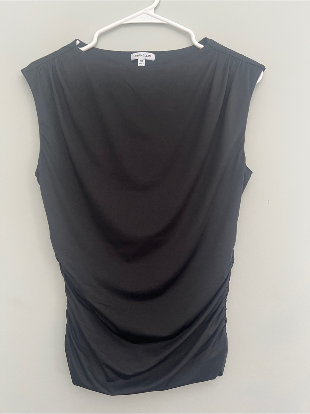 Black Sleeveless Draped Tank Top Sz XS